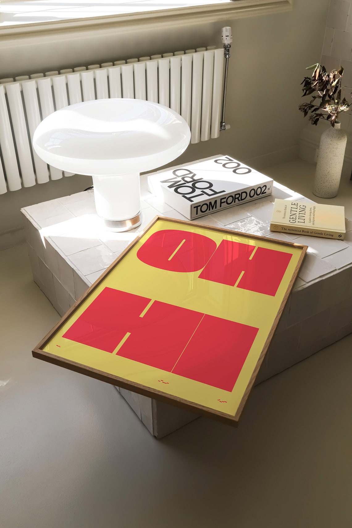 Oh Hi Bold Red Yellow Typography Funky Retro Wall Decor Art Poster - Image 3