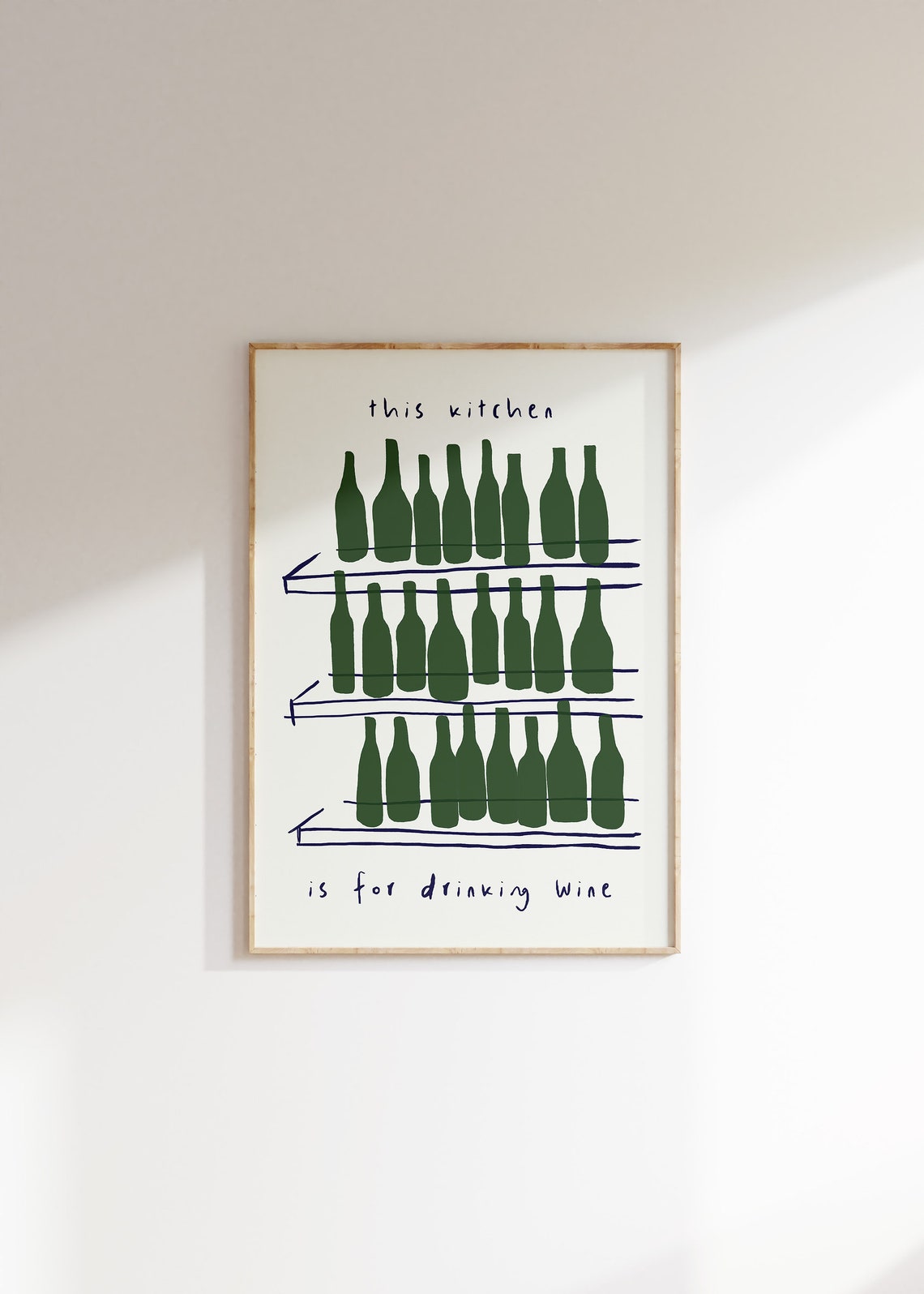 This Kitchen Is For Drinking Wine Green Wine Bottles Kitchen Poster - Image 4