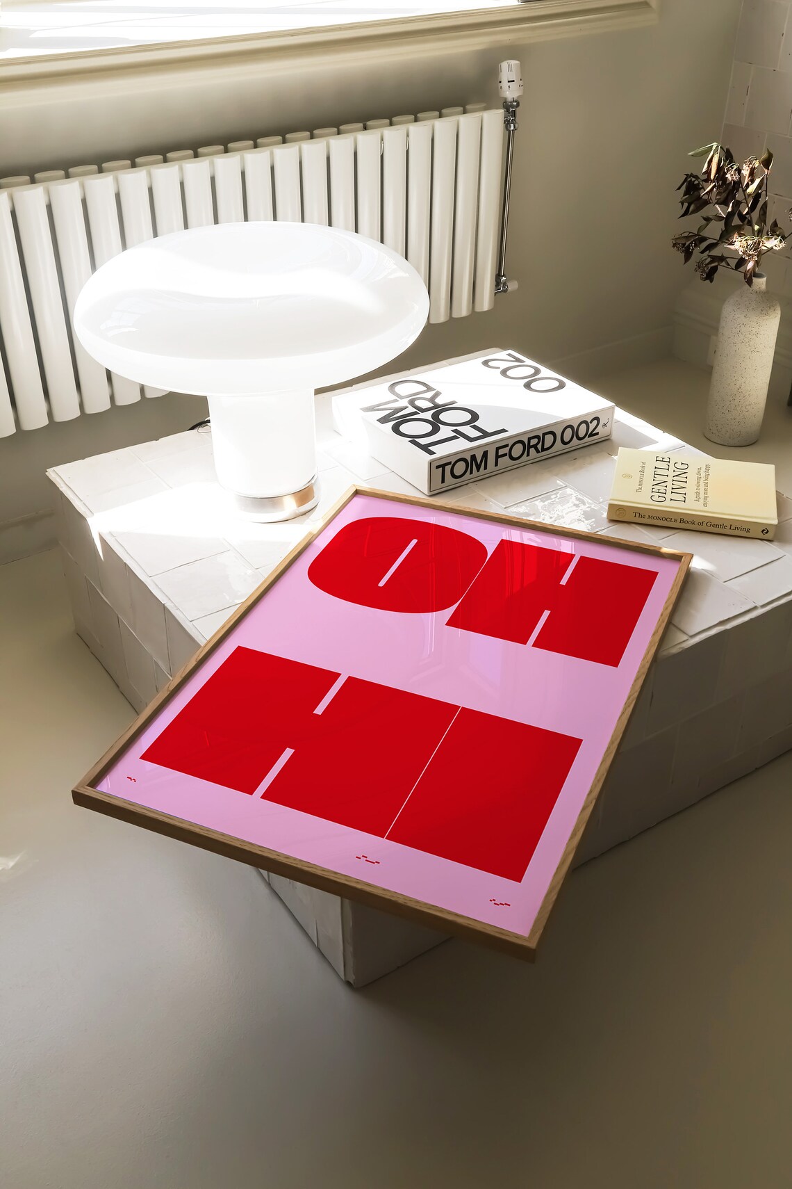 Oh Hi Pink Red Typography Art Print, Retro Welcome - Image 2
