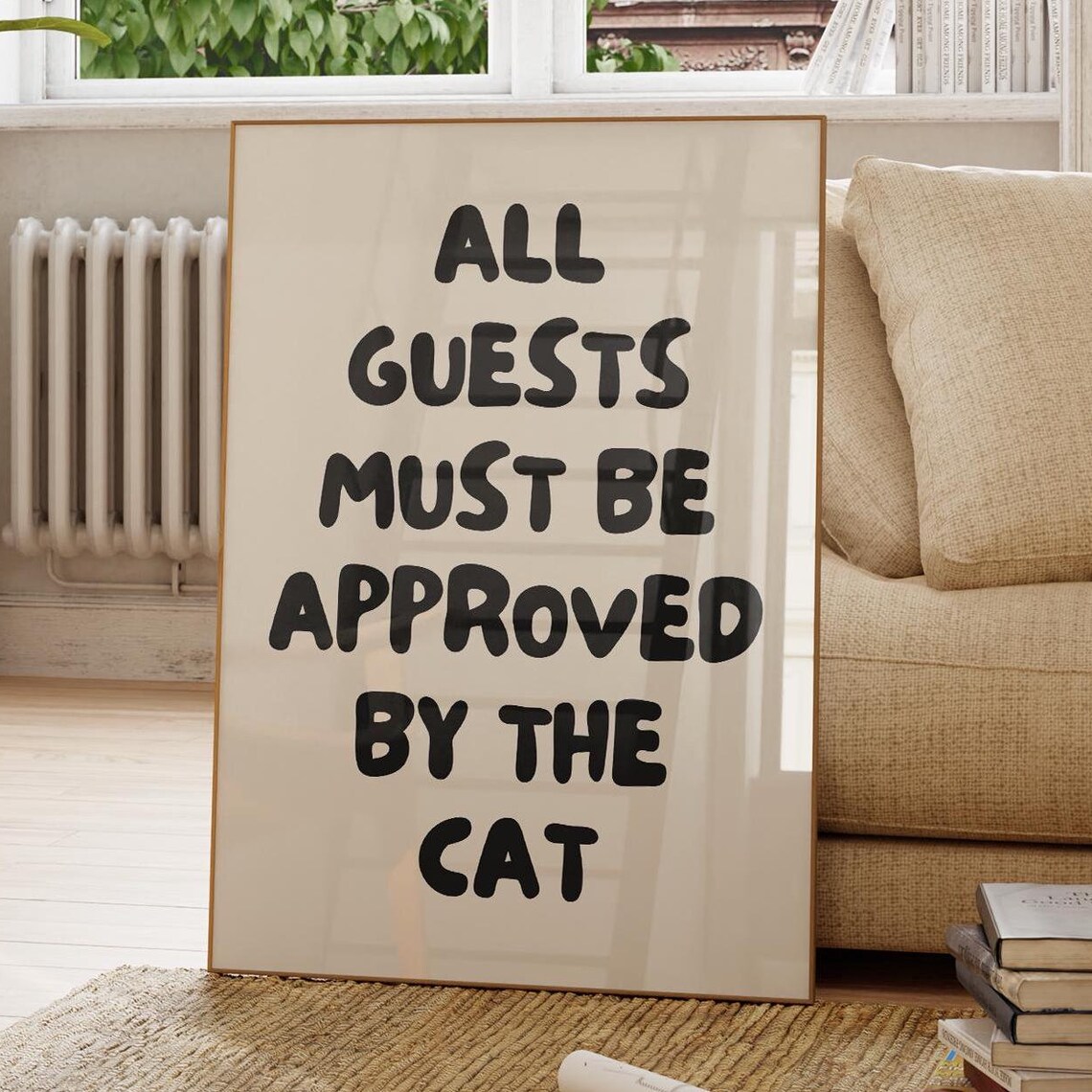 All Guests Must Be Approved By The Cat Retro Poster