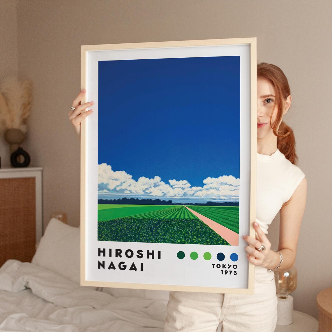 Hiroshi Nagai Tokyo 1975 Green Countryside Field Landscape Poster