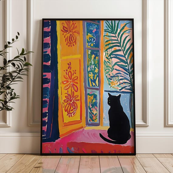 Black Cat Poster Funny Print Art Henri Matisse Gift For Mom