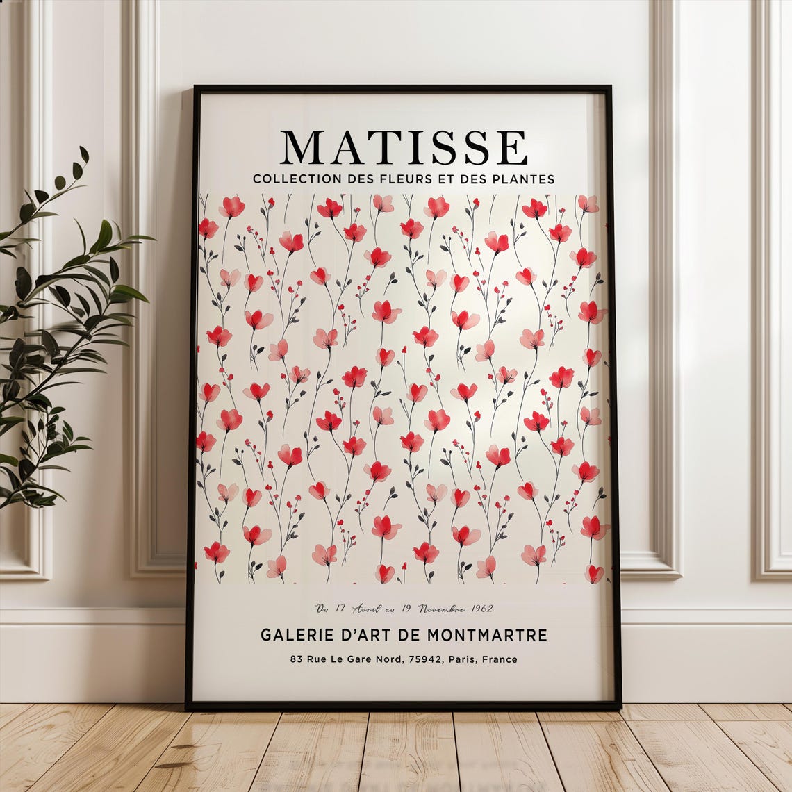 Henri Matisse Art Print Flower Poster Market Red Plant Botanical