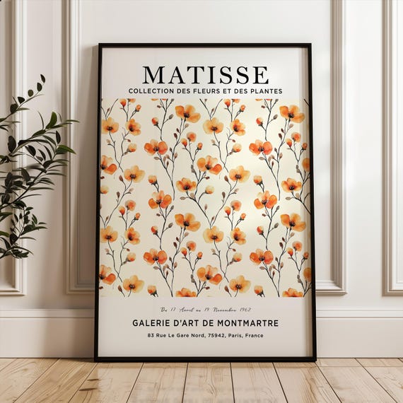 Henri Matisse Art Print Orange Flower Poster Market Plant Botanical