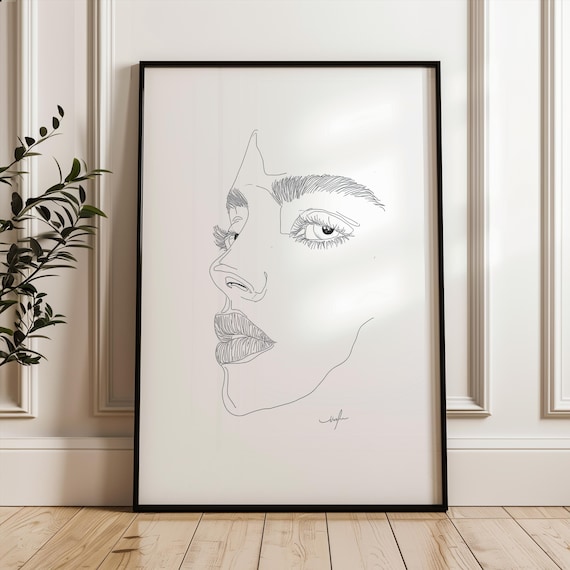 Woman Single Line Poster Minimalistic Feminist Art Print Black And White Wall Decormodern Home Office Decoration Portrait