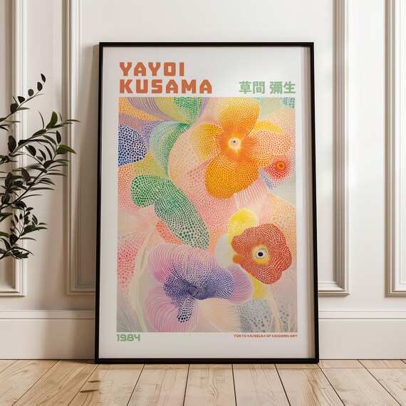 Yayoi Kusama 1984 Dotted Blooming Flower Garden Abstract Art Poster
