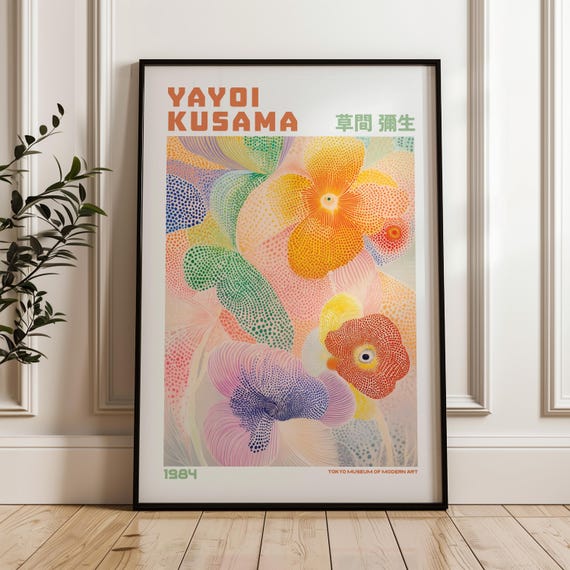 Yayoi Kusama Print Modern Art Exhibition Poster Wall Maximalist Livingroom Japandi
