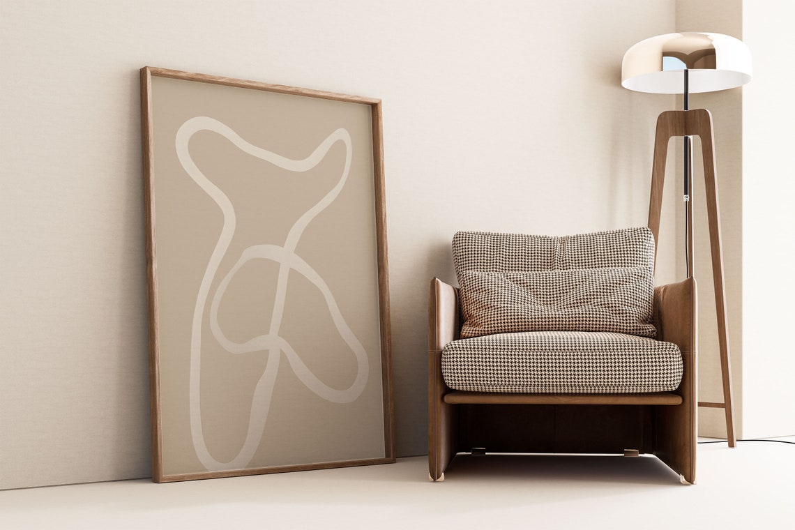 Beige Wabi Sabi Minimal Line Drawing Serene Calm Zen Art Poster - Image 2
