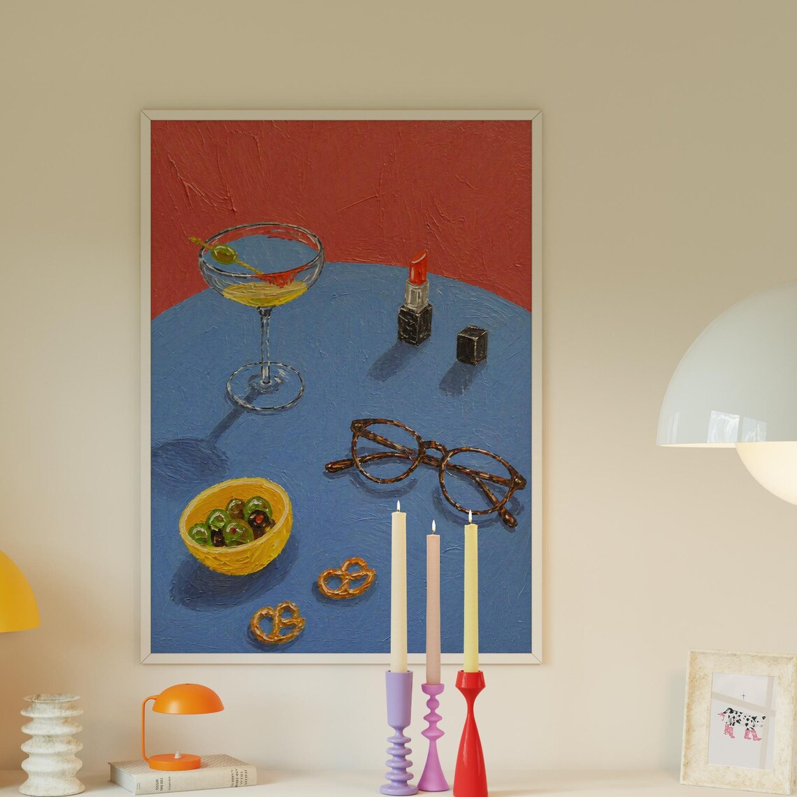 Colorful Cocktail Retro Martini Poster, Kitchen Decor