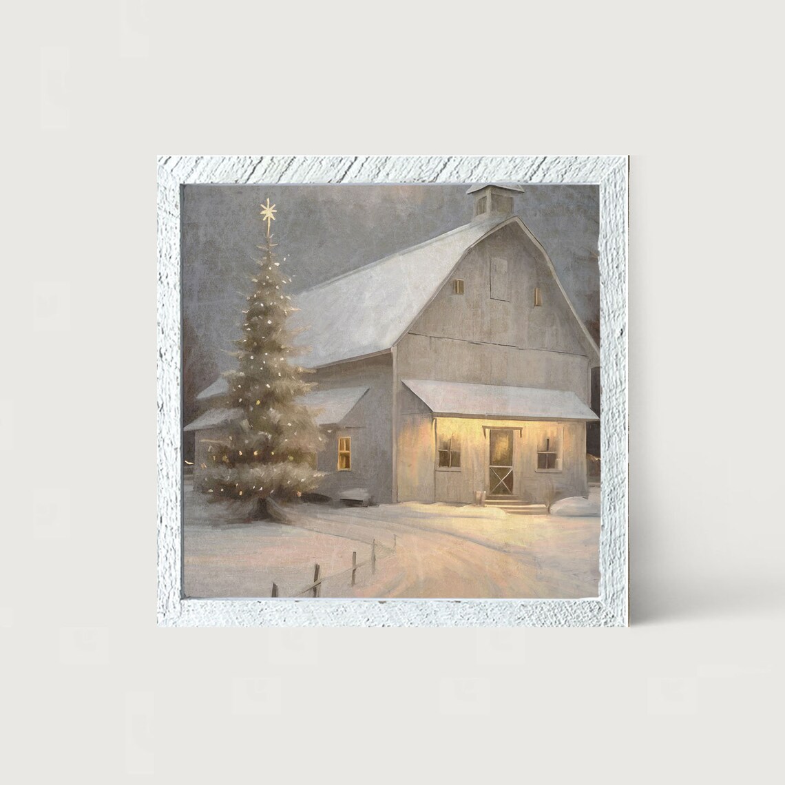 Christmas Night Farm Art Print, Rustic Country Decor - Image 3
