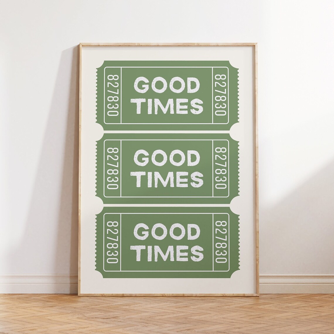 Retro Good Times Ticket Art Print, Bar Cart Decor