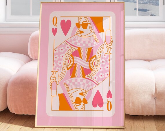 Queen Of Hearts Retro Aesthetic Art Print