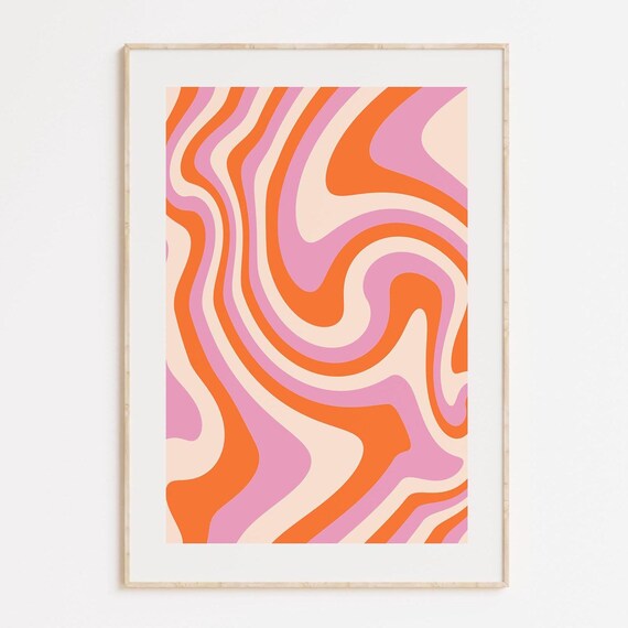 Pink Retro Wall Art Prints With Abstract Room Decor For Colorful Above Bed Apartment