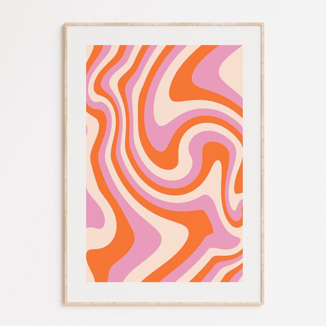 Pink Retro Wall Art Prints With Abstract Room Decor For Colorful Above Bed Apartment
