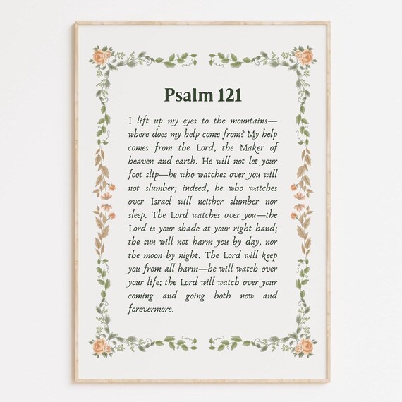 Psalm 121 Floral Print Christian Scripture Wall Art