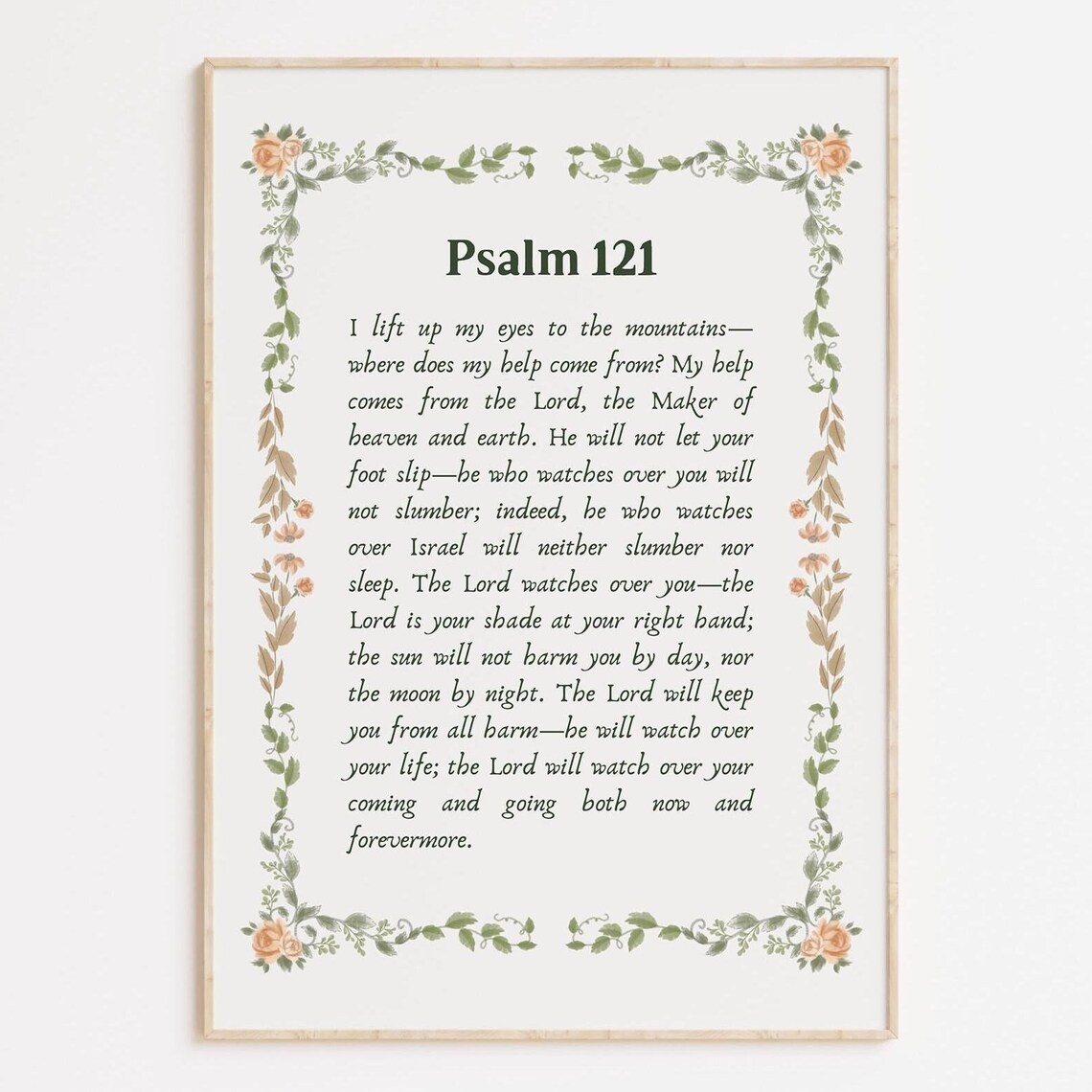 Psalm 121 Floral Print Christian Scripture Wall Art