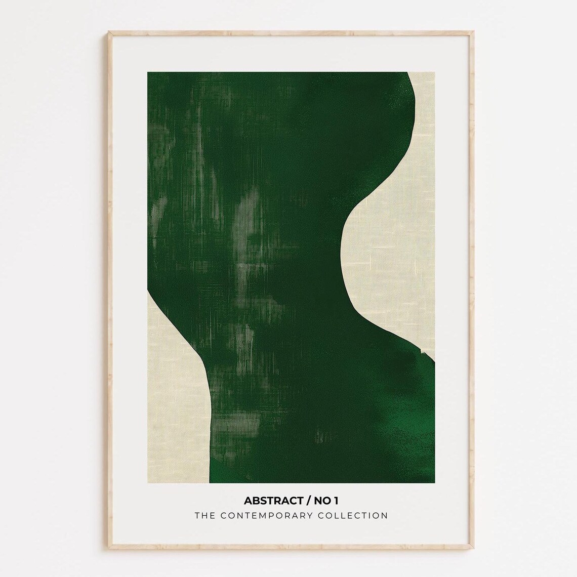 Abstract No 1 Dark Green Organic Shape Contemporary Art Print