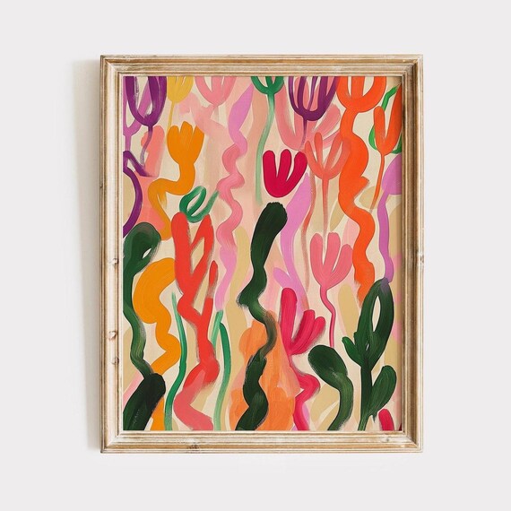 Pink Abstract Art Print Eclectic Girly Room Decor
