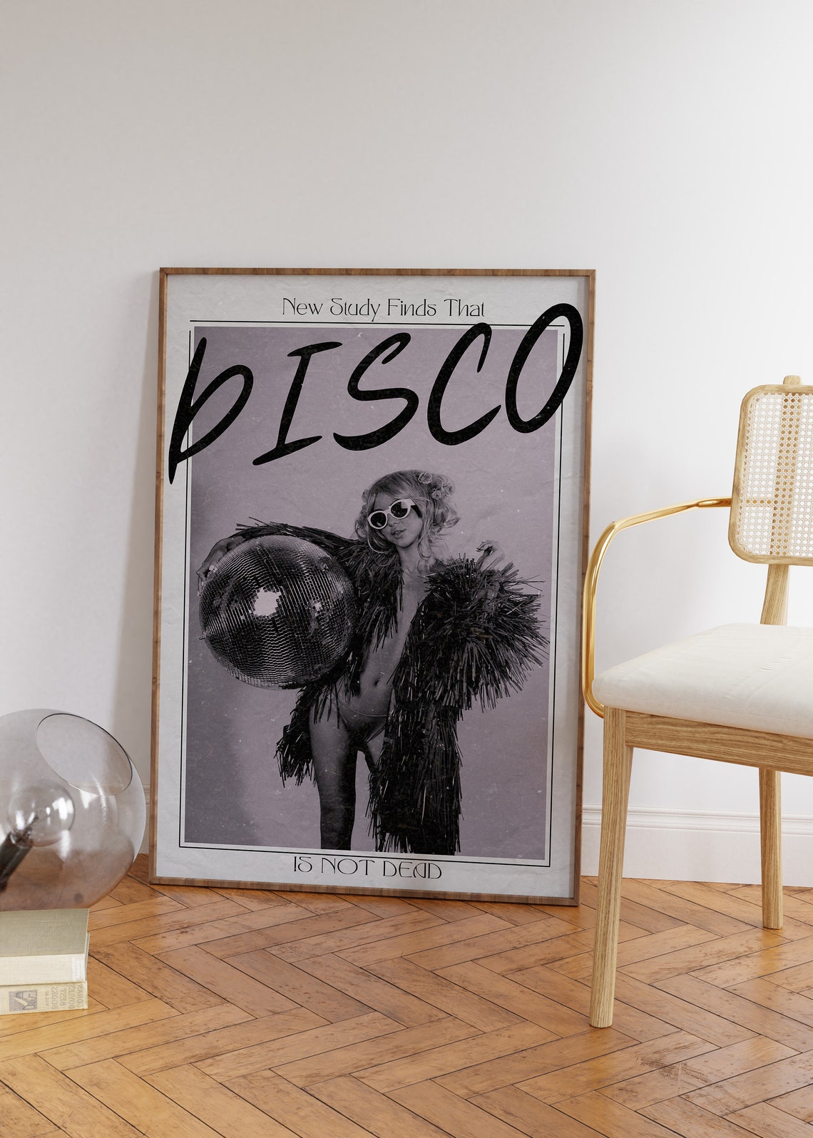 Disco Is Not Dead Vintage Newspaper Poster with Retro Disco Fashion