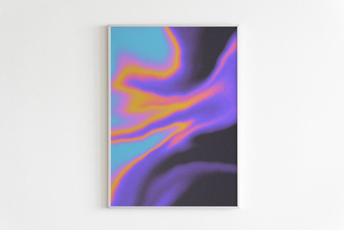 Electric Blue Purple and Orange Liquid Gradient Abstract Poster - Image 4