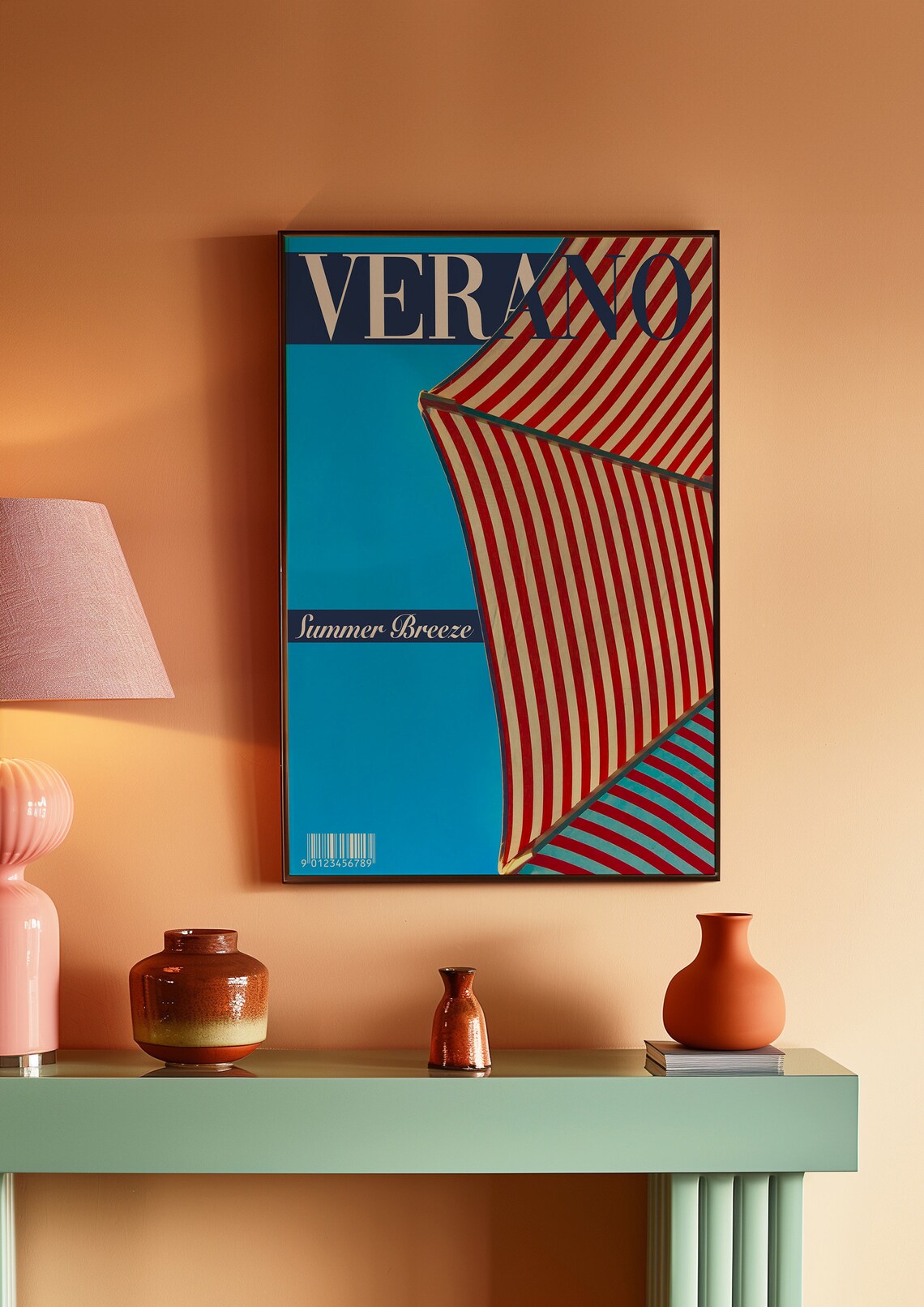 Verano Summer Breeze Red Striped Sail Magazine Cover Art Poster - Image 2