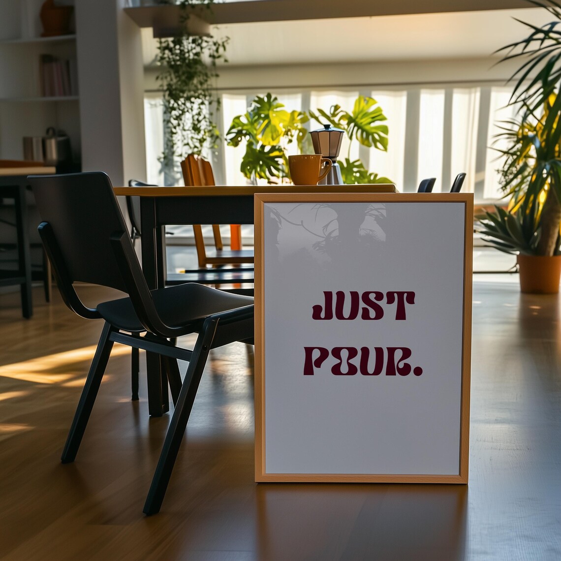 Just Pour Quote, Retro Cocktail Bar Decor - Image 3