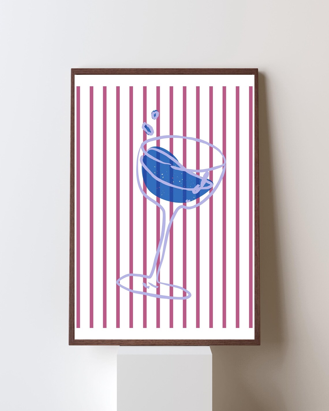 Blue Cocktail Modern Bar Art Print - Image 2