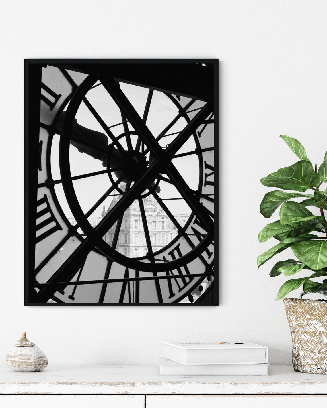 Musee DOrsay Clock Face Interior Black And White Paris Poster - Image 3