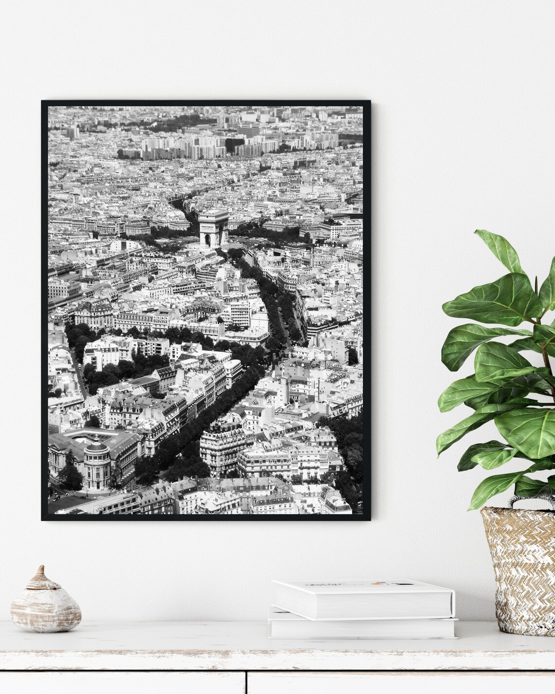 Paris Aerial Arc De Triomphe Black And White Skyline Photo Print - Image 2