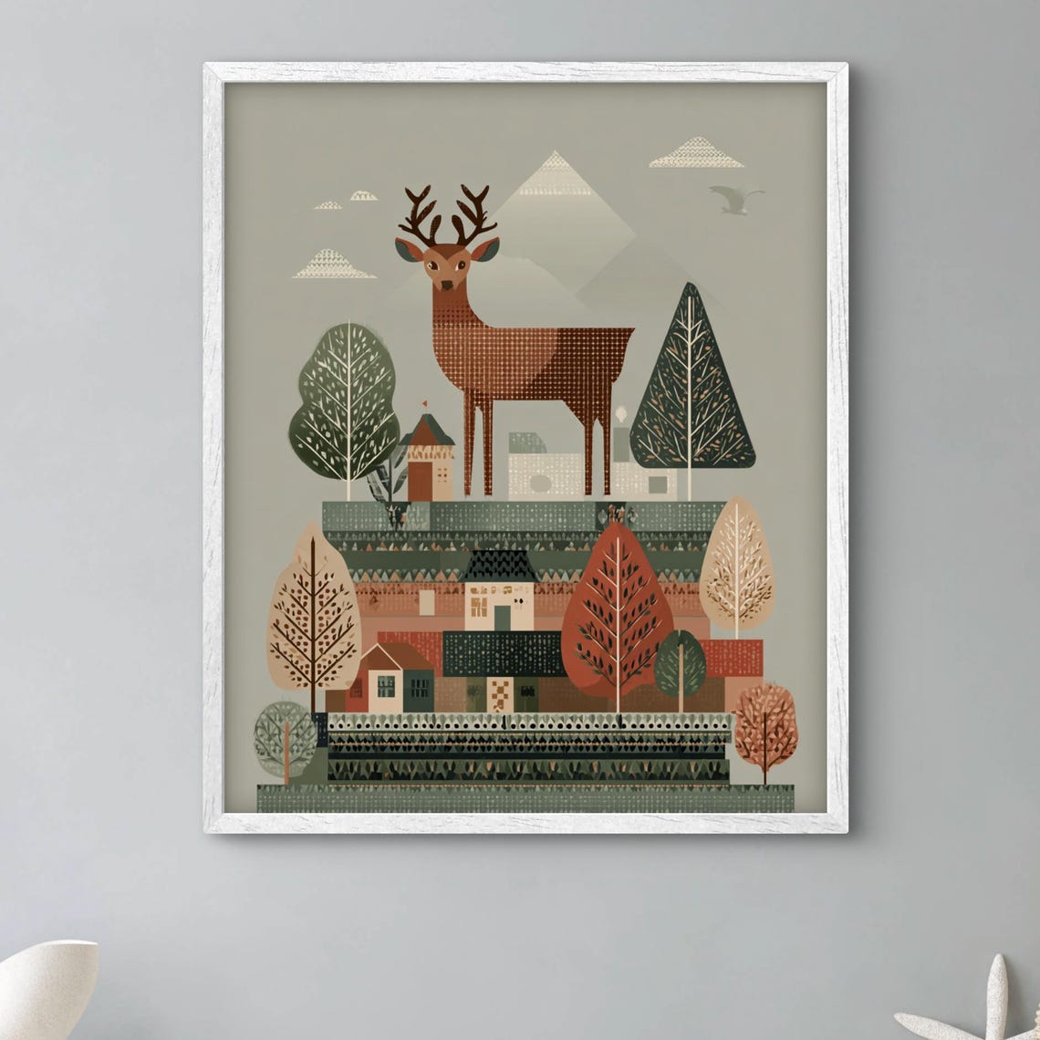 Simplified Geometric Forest Minimalist Nature Wall Art