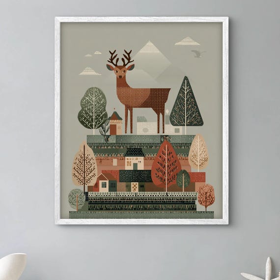 Simplified Geometric Forest Minimalist Nature Wall Art