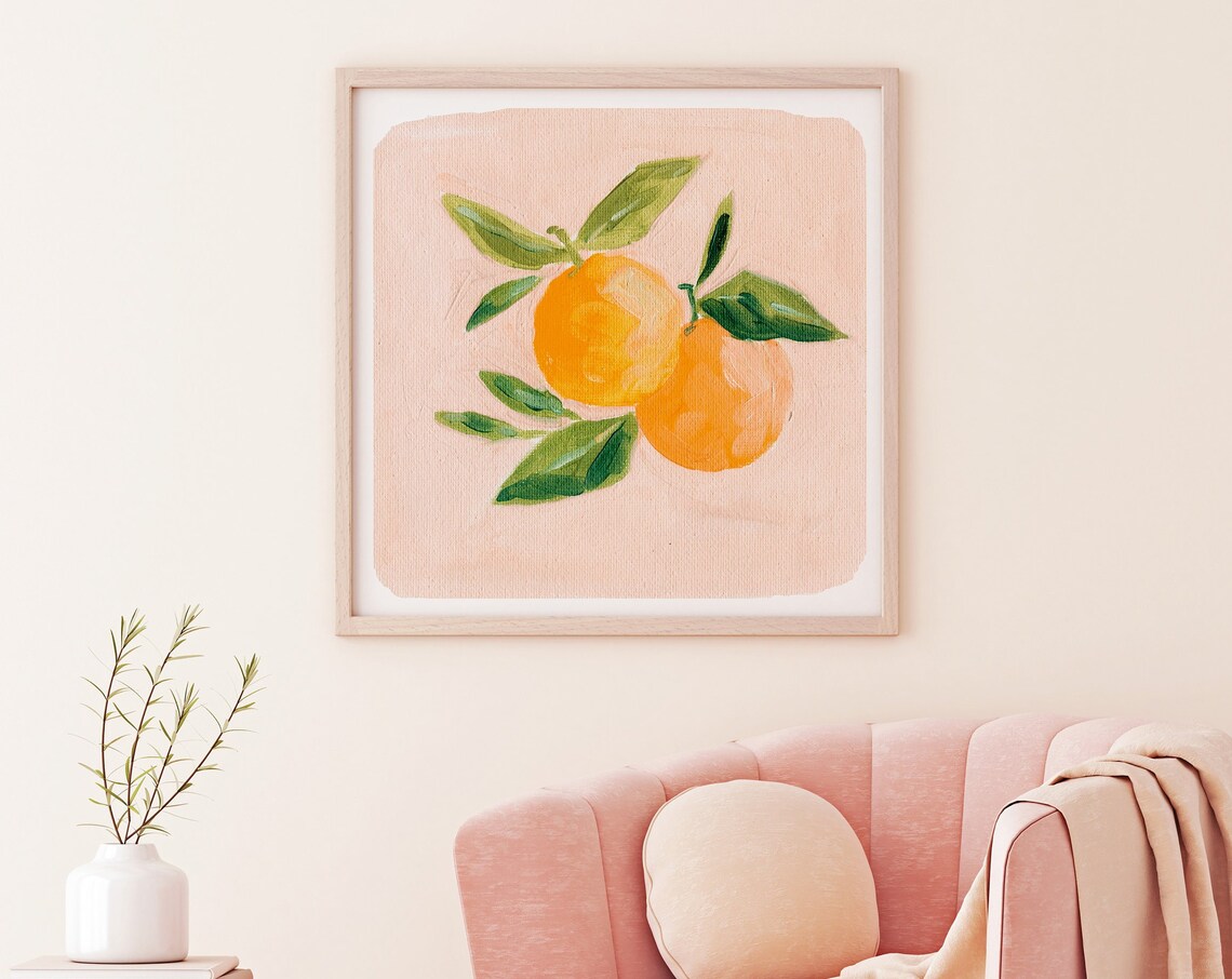 Oranges In Harmony Square Oil Painting Art Print - Image 3