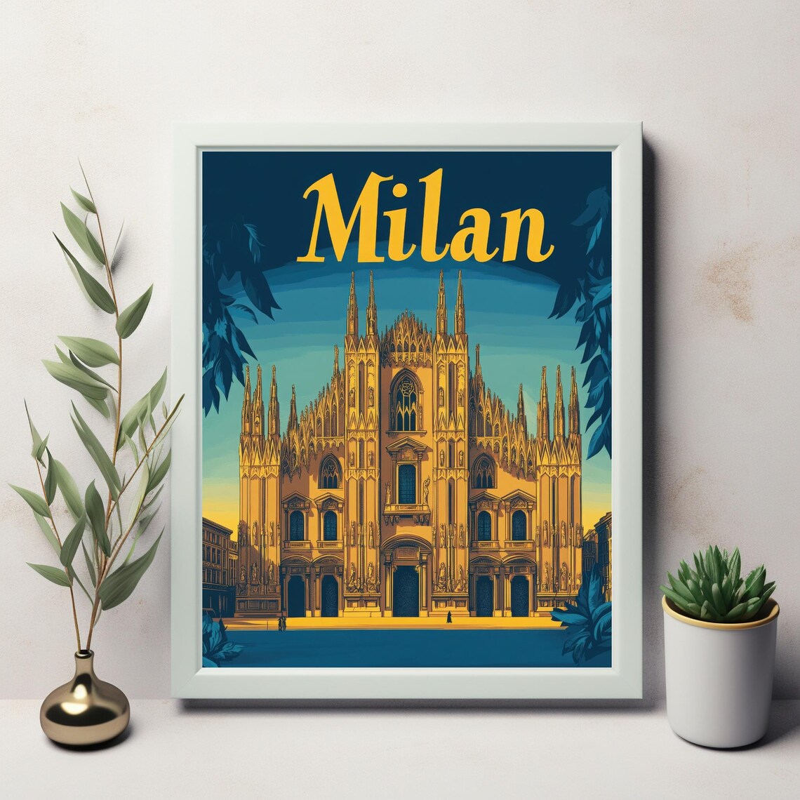 Milan Cathedral Vintage Travel Poster, Gothic Architecture