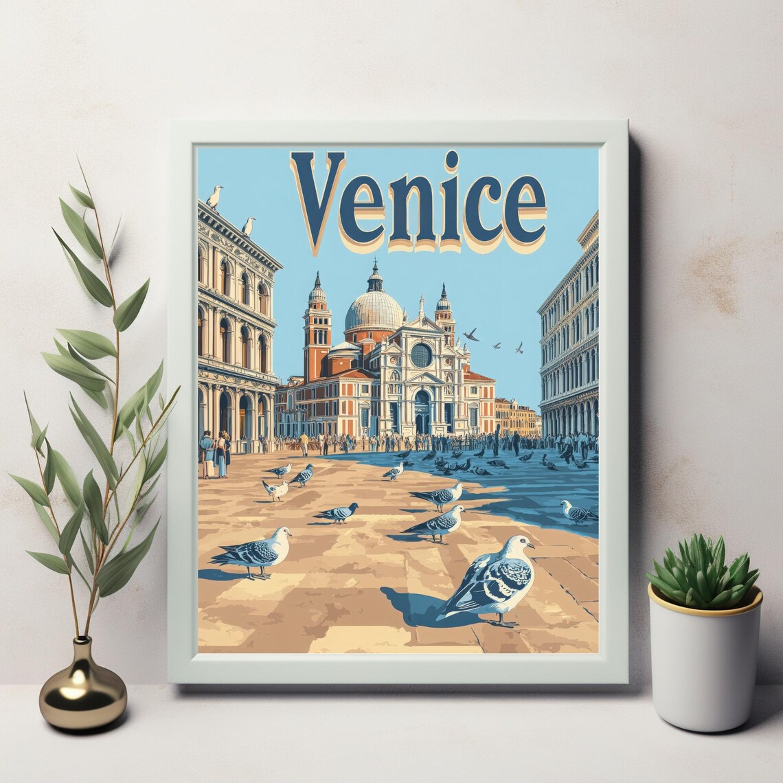 Vintage Venice Illustration, St Marks Square Architecture