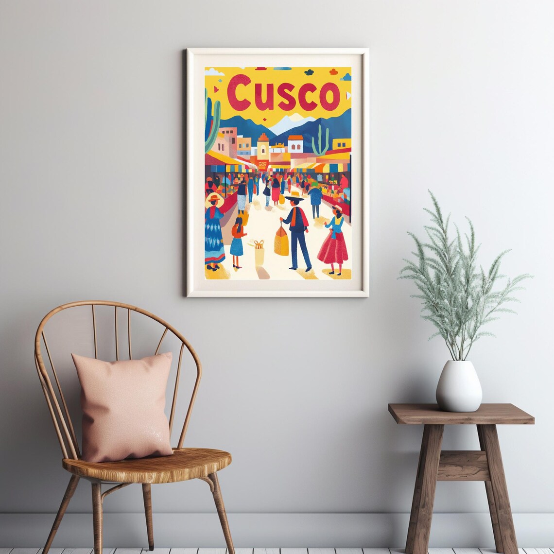 Cusco Market Scene, Peruvian Culture Travel Poster - Image 3