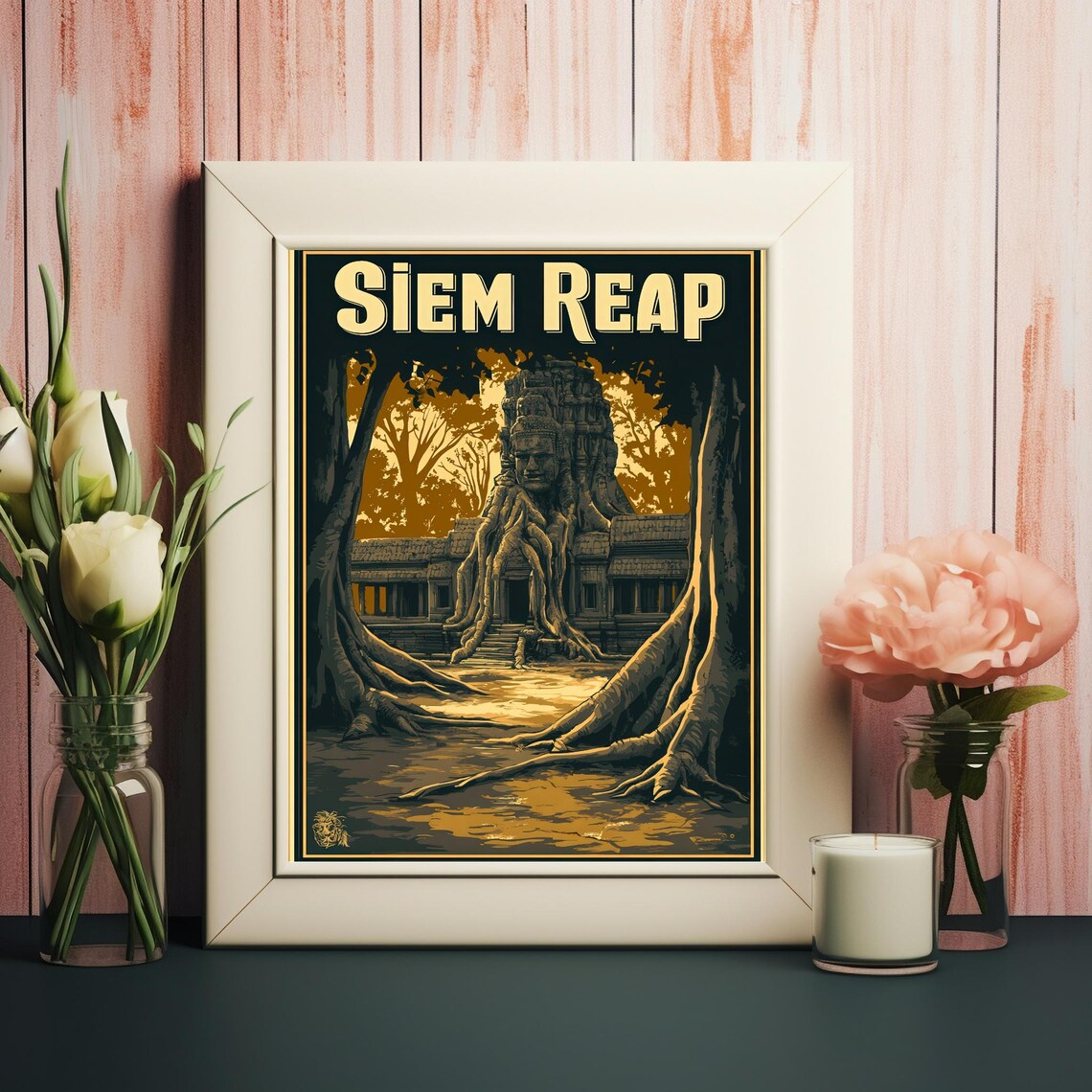 Siem Reap Nostalgic Art Illustration, Ancient Temples