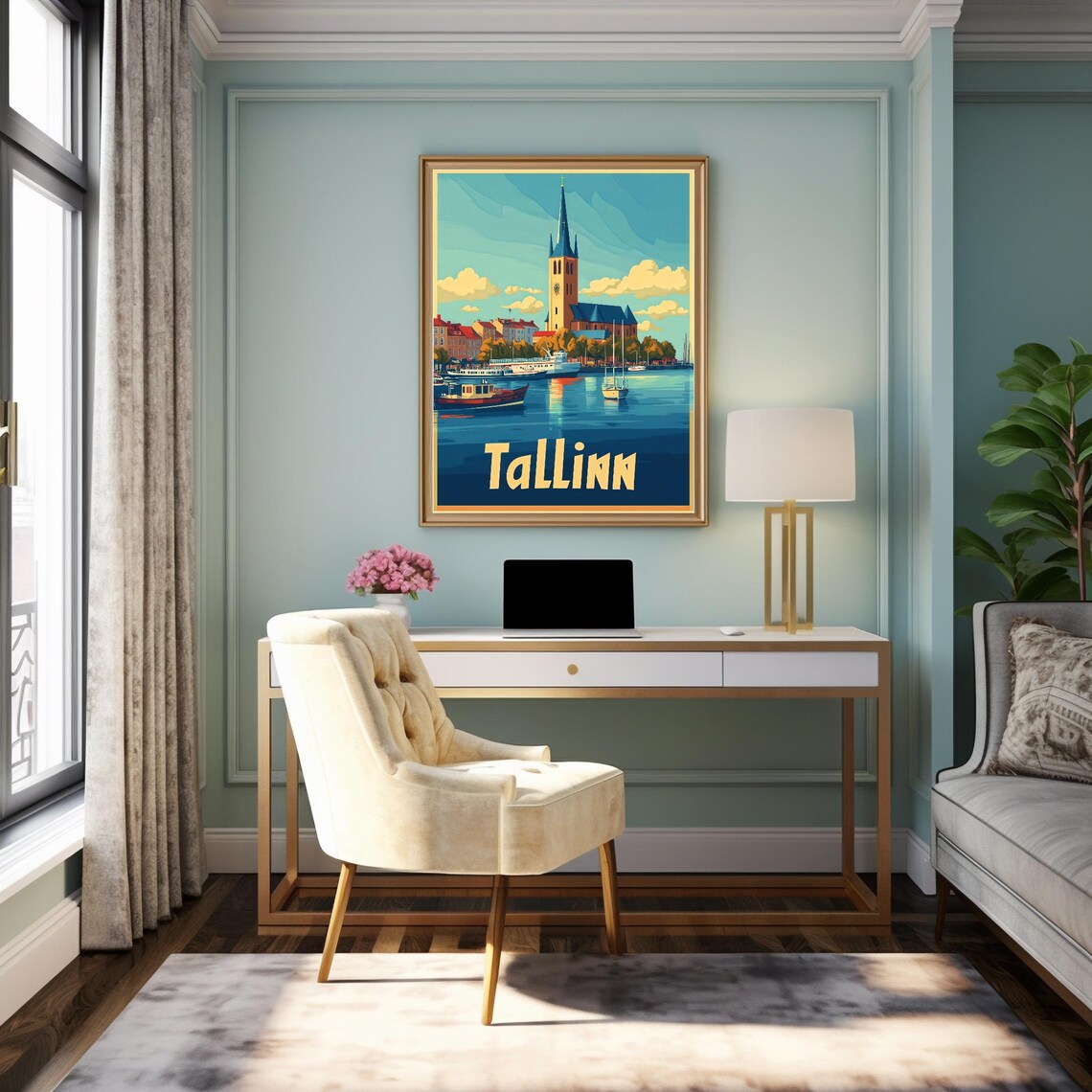 Tallinn Waterfront Scene, Historic Spire Art Print - Image 3
