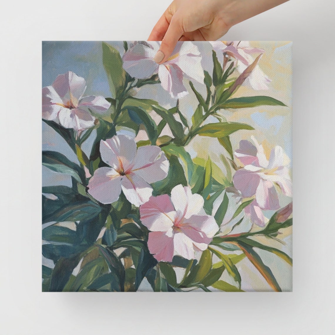 Pink Oleander Blossoms Green Foliage Sunlit Floral Wall Poster