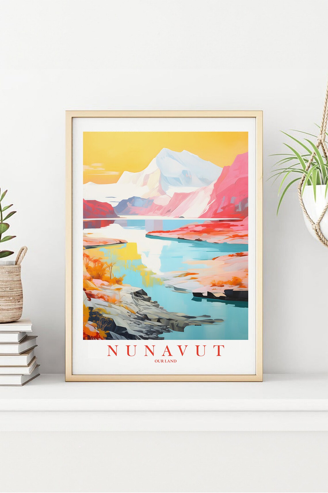Nunavut Retro Travel Poster, Arctic Mountain Landscape