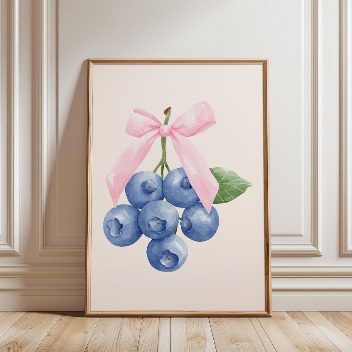 Trendy Bows Wall Art Triptych Coquette Watercolor Wall Art Set Whimsical Fruits Decor Instant Preppy Artwork - Image 2