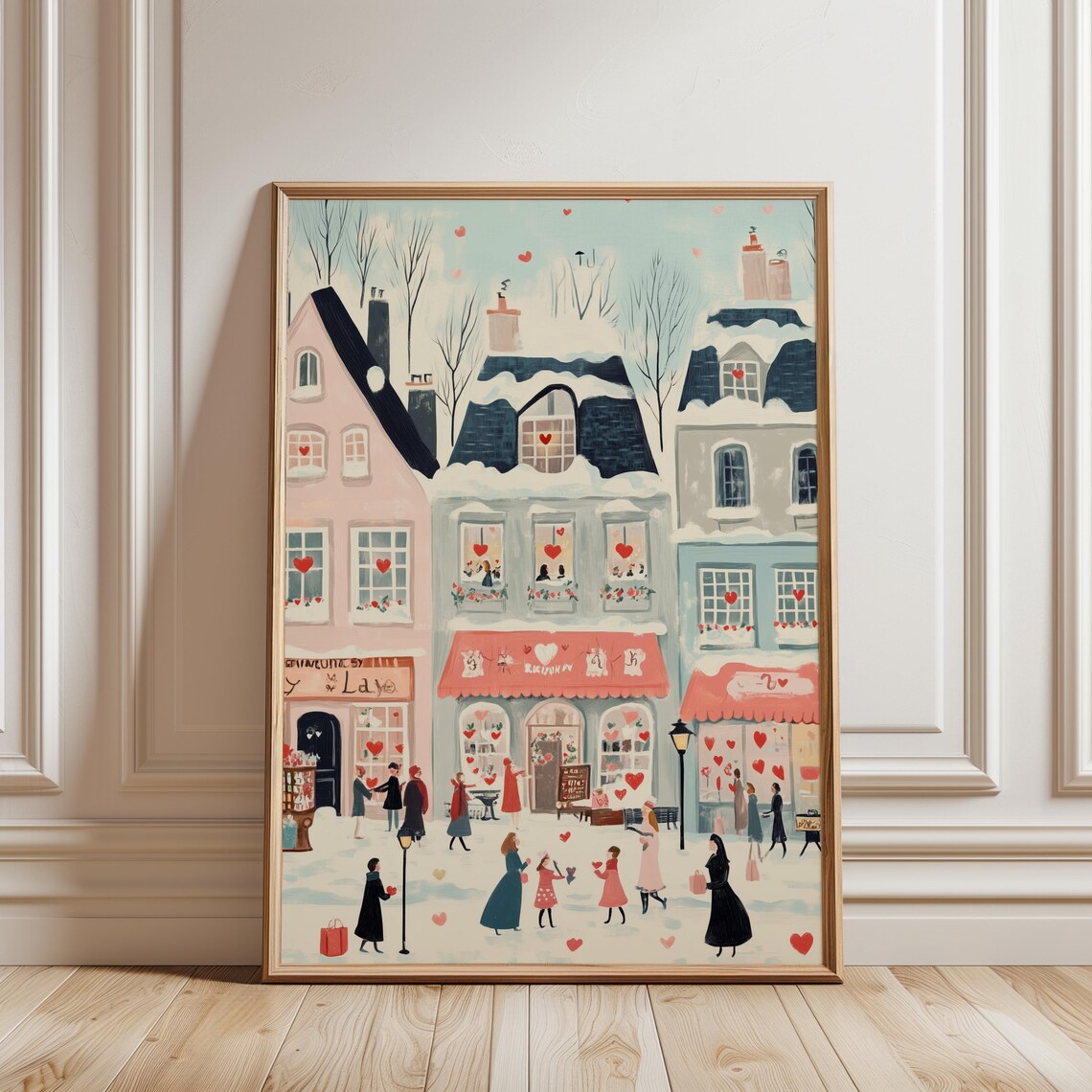 Valentines Day Village Art Print, Cottagecore Scene - Image 4
