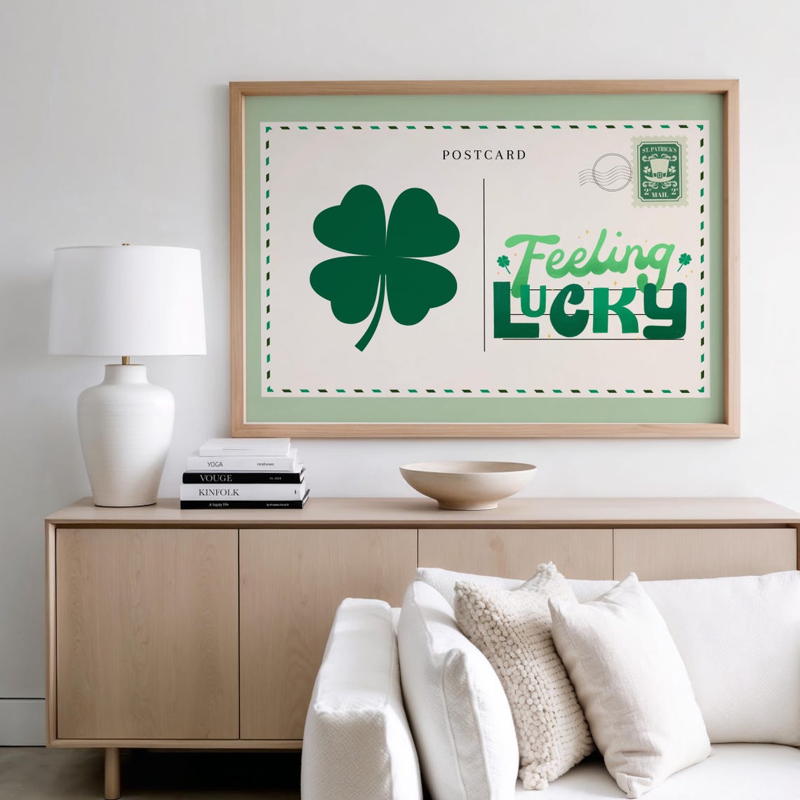 Feeling Lucky Shamrock St Patricks Day Postcard Wall Art Print - Image 4