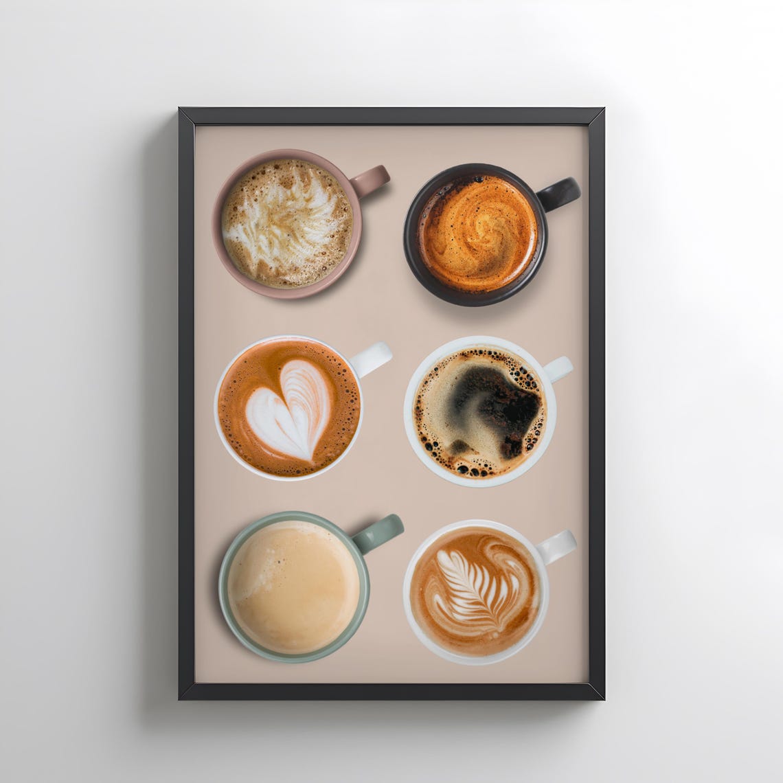 Coffee Lover Latte Art Cups Top View Kitchen Cafe Decor Wall Art Print - Image 4