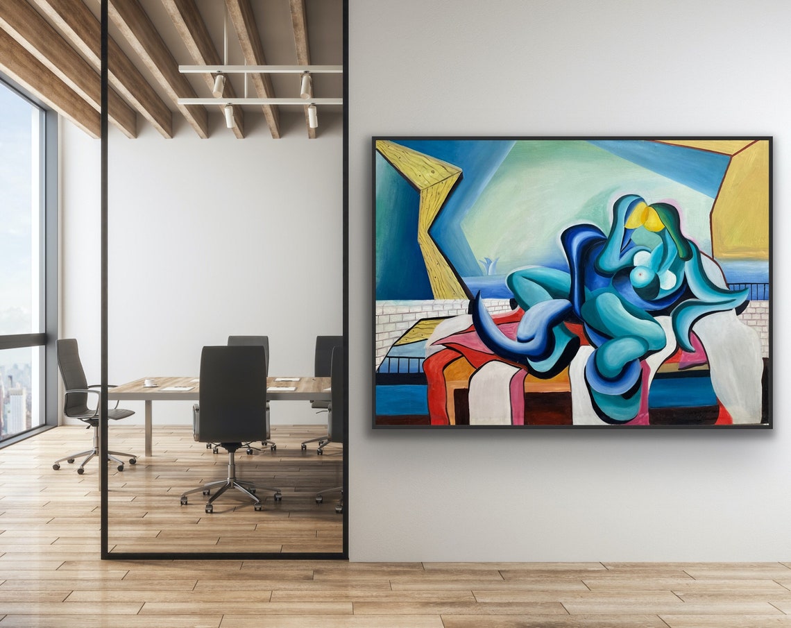 Romantic Couple Painting Erotic Art Painting Nude Art Figurative Painting Unique Style Of Badarny Colorful Painting - Image 3