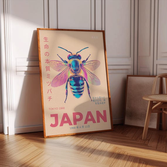 Bee Poster Japandi Interior Bee Pictures Contemporary Insect Art Bee Paintings Nature Illustration Bee Wall Decor Nature Prin