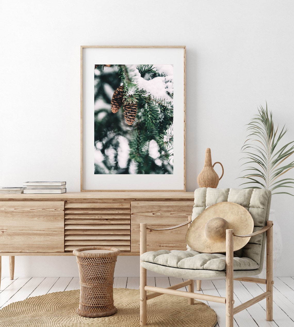 Snow Dusted Pinecones On Evergreen Branches Winter Photo Poster - Image 3