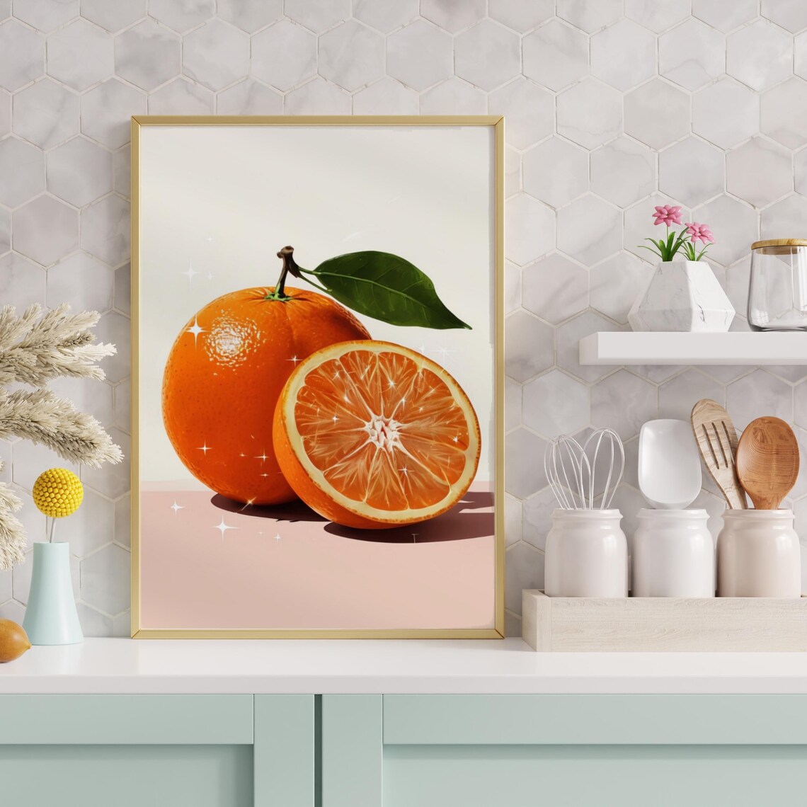 Orange Art Print, Modern Kitchen Wall Decor