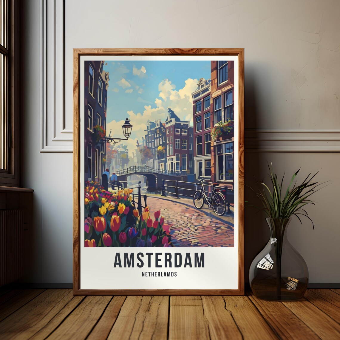 Amsterdam Holland Travel Poster, Canal Wall Decor - Image 2