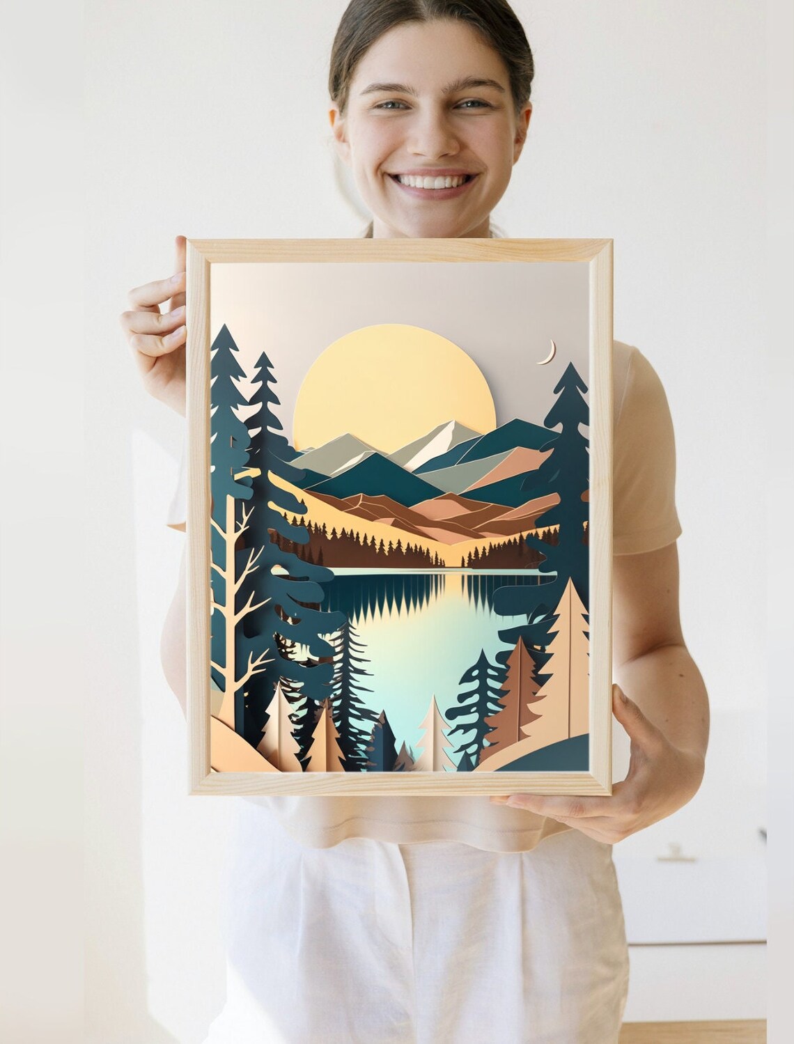 Mountain Wilderness Art Print, Neutral Modern Decor