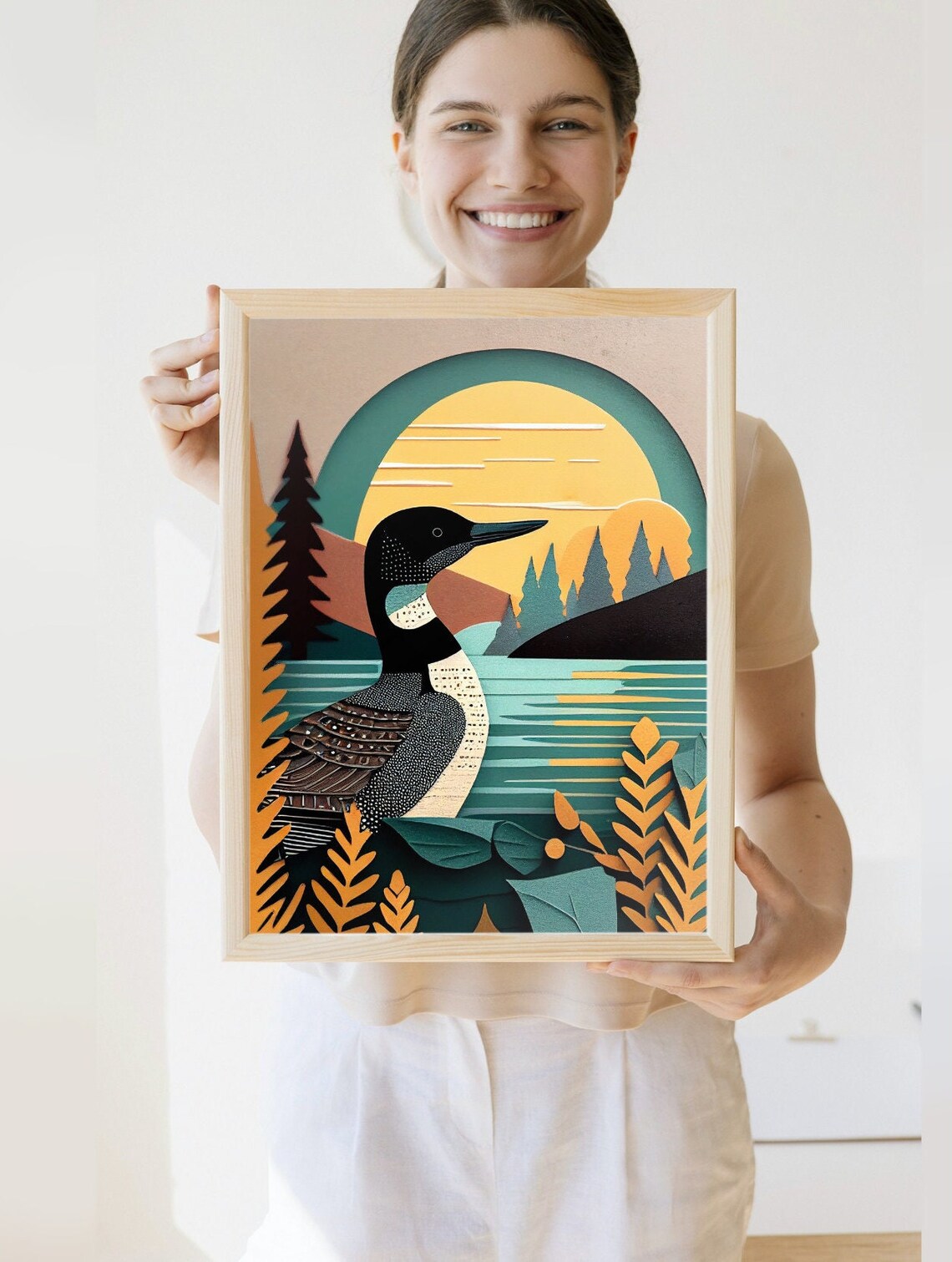 Vintage Loon Print, Minnesota Lake House Art Poster